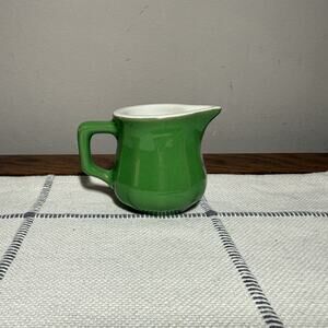 Vintage Hall Ceramic 2.5" Green Creamer Restaurant Wear Made in USA